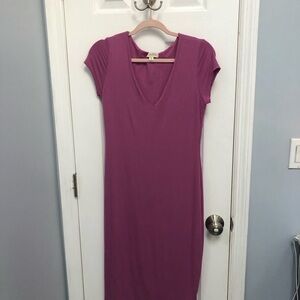 See you Monday XL Women's V-Neck Short Sleeve Stretch Bodycon Midi Dress